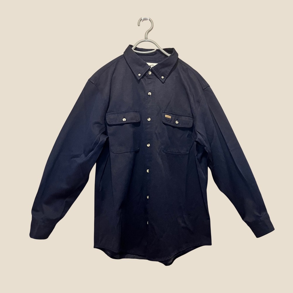 Old Mill Button Down Shirt Mens XL Navy Heavyweight Utility Workshirt Cabincore